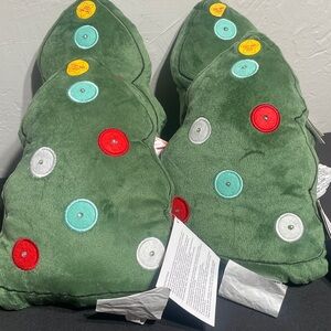 Bundle 4 Christmas Tree LED Light Up Decorative Throw Pillow NWT 4 Pcs